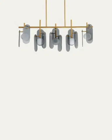 Studio M Megalith Glass Mirror Smoke 47" 5-Light Linear Chandelier | Thumbnail 5