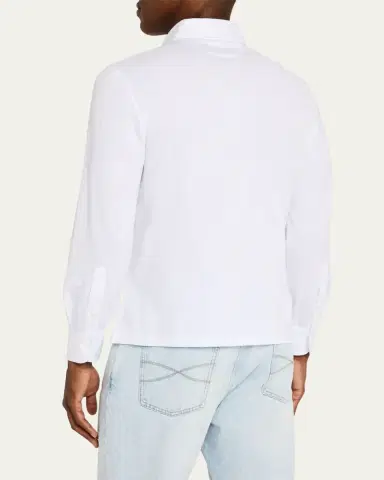 Brunello Cucinelli Men's Long-Sleeve Pique Polo Shirt | Thumbnail 3 Brunello Cucinelli Men's Long-Sleeve Pique Polo Shirt | Thumbnail 3