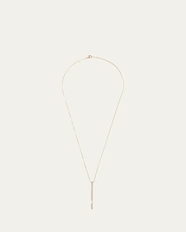 Mizuki 14K Yellow Gold Vertical Diamond Bar Necklace with Freshwater Pearl, 20"L