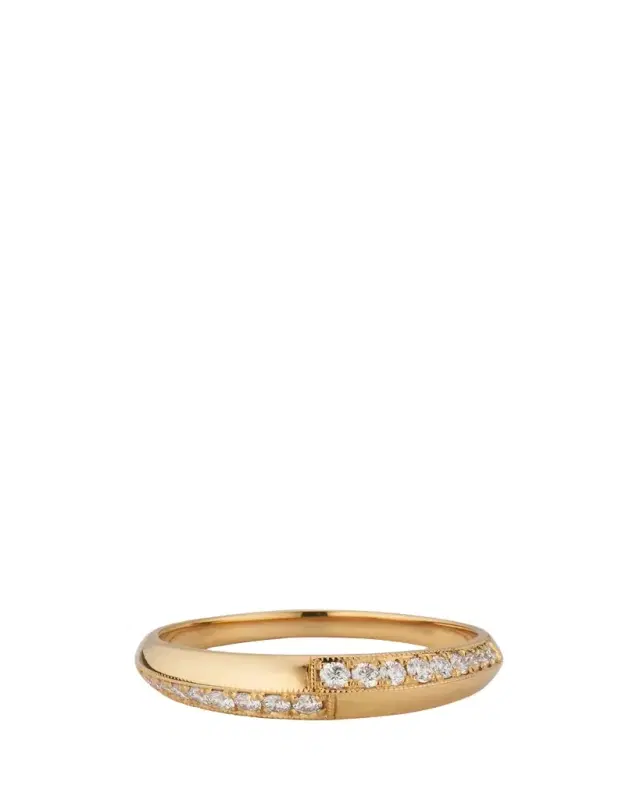 Petite Crescent Ring with Diamonds