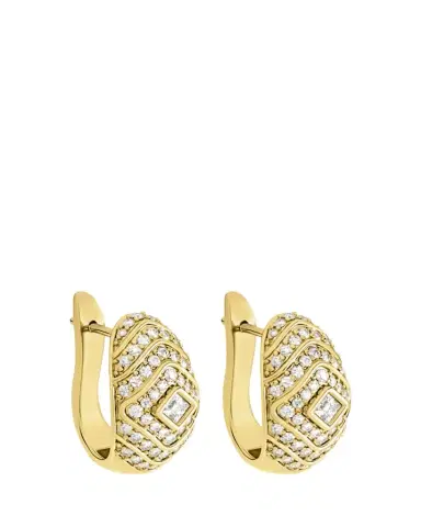 Almasika 18K Yellow Gold Veni Diamant Pave Medium Hoop Earrings with White Diamonds | Thumbnail 1