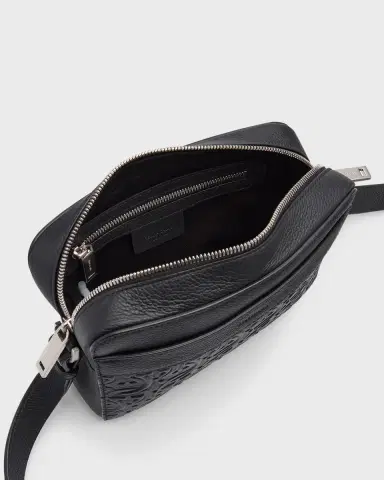Ferragamo Men's Embossed Gancini Leather Crossbody Bag | Thumbnail 2