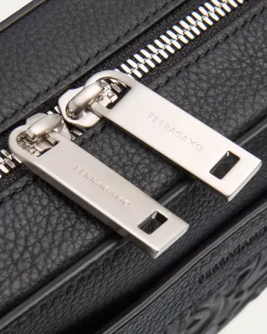 Ferragamo Men's Embossed Gancini Leather Crossbody Bag | Thumbnail 11