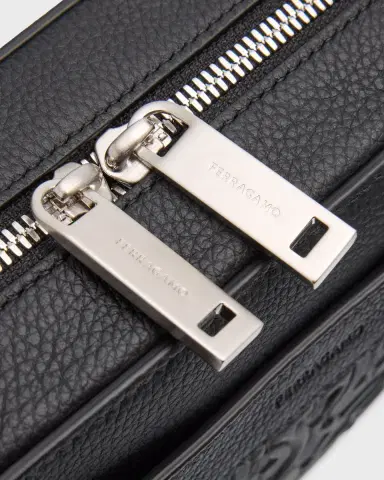 Ferragamo Men's Embossed Gancini Leather Crossbody Bag | Thumbnail 4