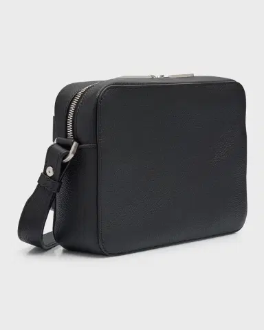 Ferragamo Men's Embossed Gancini Leather Crossbody Bag | Thumbnail 5