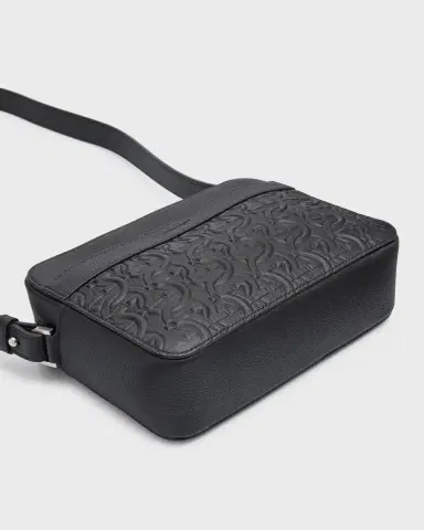 Ferragamo Men's Embossed Gancini Leather Crossbody Bag | Thumbnail 6