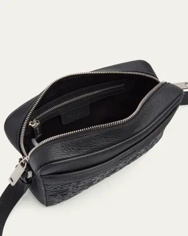 Ferragamo Men's Embossed Gancini Leather Crossbody Bag | Thumbnail 10