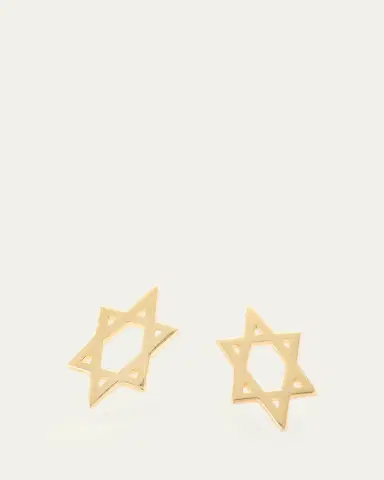 Lana 14K Yellow Gold Star of David Stud Earrings | Thumbnail 3