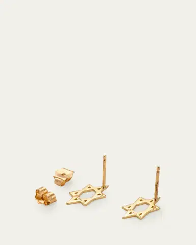Lana 14K Yellow Gold Star of David Stud Earrings | Thumbnail 4