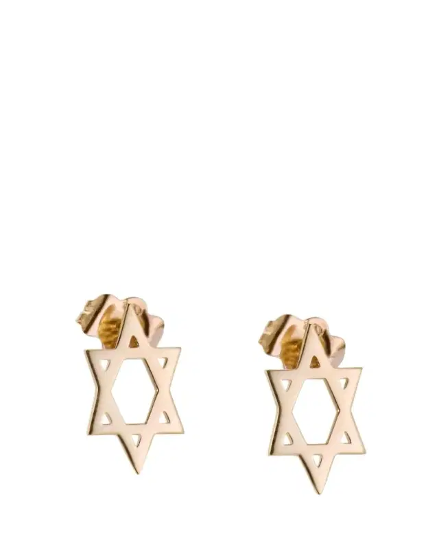 14K Yellow Gold Star of David Stud Earrings