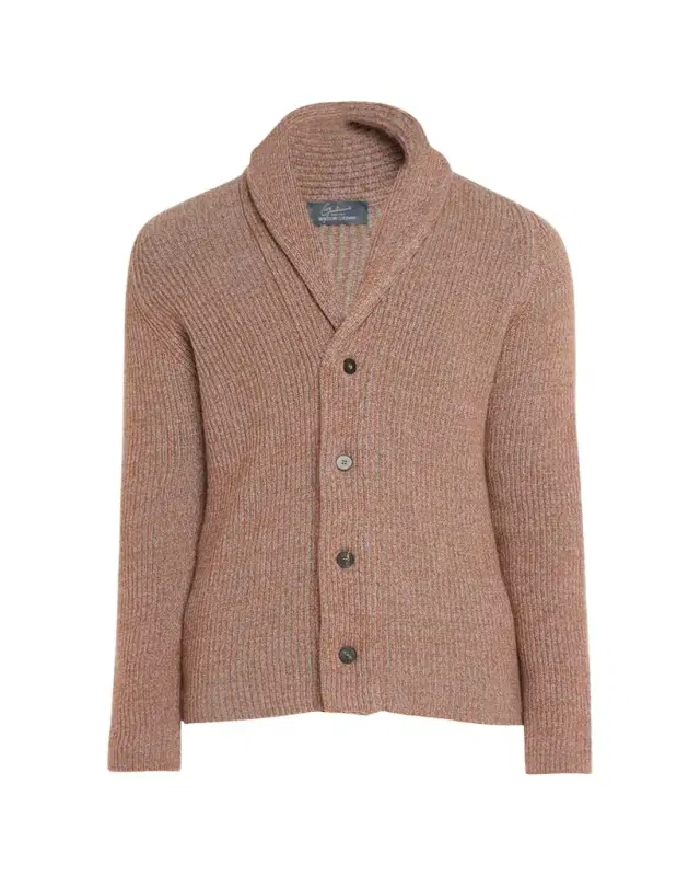 Men's Cashmere Tricolor Rib Cardigan Sweater