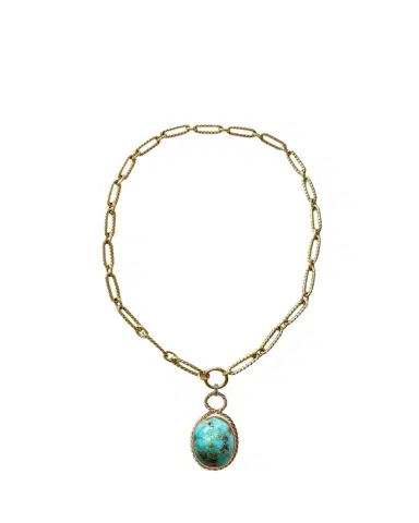 Haute Victoire One Of A Kind Turquoise Cabochon Handmade Necklace, 16"L | Thumbnail 1
