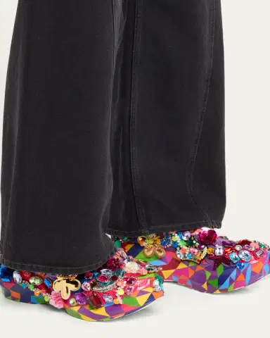 CDG x Salomon Embellished Printed Leather Platform Sneakers | Thumbnail 2 CDG x Salomon Embellished Printed Leather Platform Sneakers | Thumbnail 2