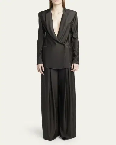 Giorgio Armani Double Jersey Flowy Pleated Trousers | Thumbnail 2