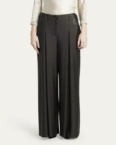 Giorgio Armani Double Jersey Flowy Pleated Trousers | Thumbnail 4