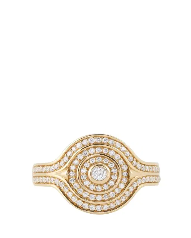 ALMASIKA 18K Yellow Gold Universum Pave Diamond Pinky Ring