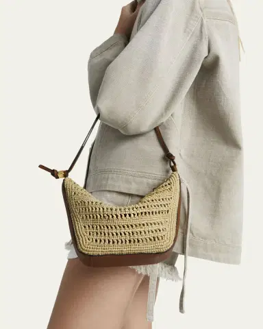 Loewe x Paula's Ibiza Hammock Mini Hobo Bag in Raffia with Leather Strap | Thumbnail 7 Loewe x Paula's Ibiza Hammock Mini Hobo Bag in Raffia with Leather Strap | Thumbnail 7