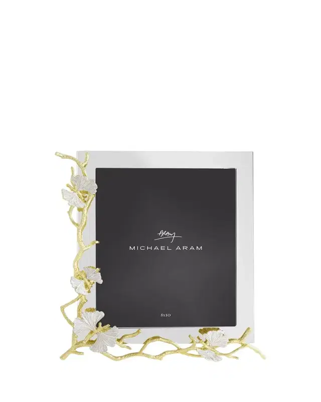 Michael Aram Butterfly Ginkgo White and Gold Frame, 8" x 10"