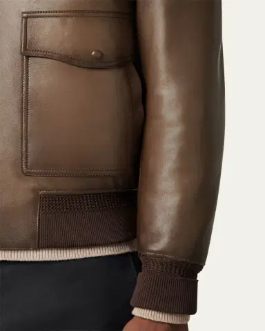 Berluti Men's Leather & Shearling Collar Bomber Jacket | Thumbnail 5