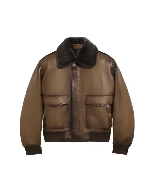 Men's Leather & Shearling Collar Bomber Jacket