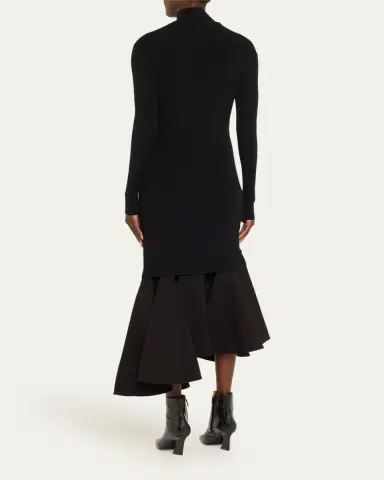 Bottega Veneta Asymmetric Mixed-Media Turtleneck Midi Dress | Thumbnail 7 Bottega Veneta Asymmetric Mixed-Media Turtleneck Midi Dress | Thumbnail 7