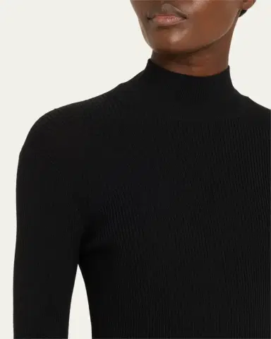 Bottega Veneta Asymmetric Mixed-Media Turtleneck Midi Dress | Thumbnail 9 Bottega Veneta Asymmetric Mixed-Media Turtleneck Midi Dress | Thumbnail 9