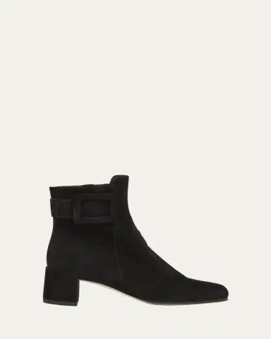 Roger Vivier Tres Vivier Suede Buckle Ankle Booties | Thumbnail 3 Roger Vivier Tres Vivier Suede Buckle Ankle Booties | Thumbnail 3