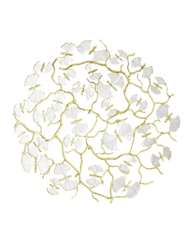 Butterfly Ginkgo White & Gold Centerpiece Bowl