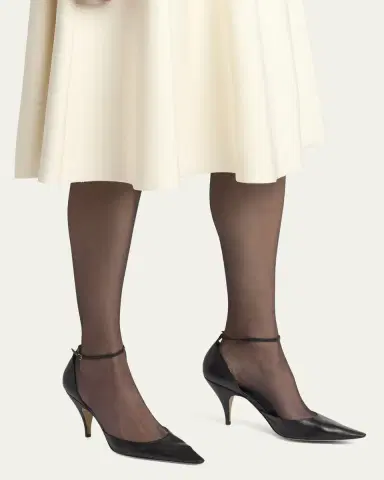 THE ROW Liisa Leather D'Orsay Ankle-Strap Pumps | Thumbnail 3 THE ROW Liisa Leather D'Orsay Ankle-Strap Pumps | Thumbnail 3