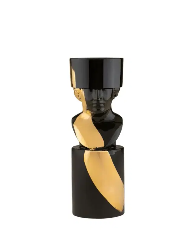 Ginori 1735 The Scholar Candleholder, Black/Gold - LCDC Collection