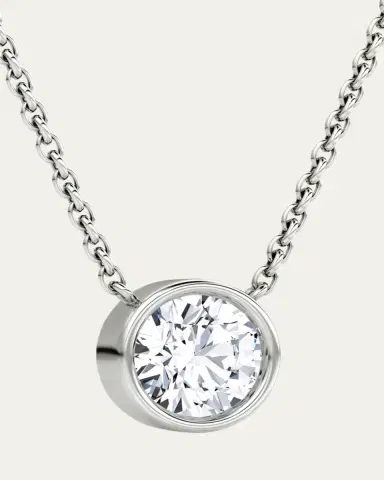 VRAI Round Bezel-Cut Lab Grown Diamond Solitaire Necklace, 0.75tcw | Thumbnail 2