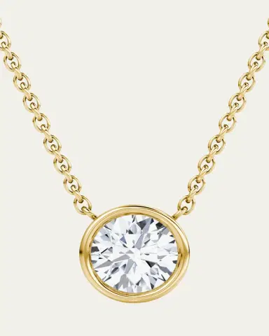 VRAI Round Bezel-Cut Lab Grown Diamond Solitaire Necklace, 0.75tcw | Thumbnail 4