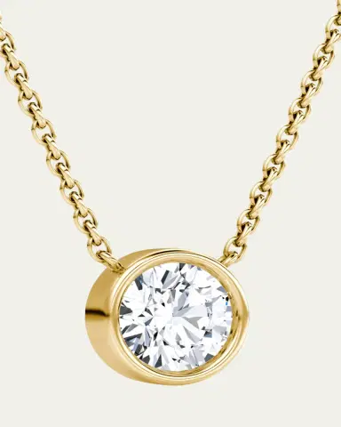 VRAI Round Bezel-Cut Lab Grown Diamond Solitaire Necklace, 0.75tcw | Thumbnail 5