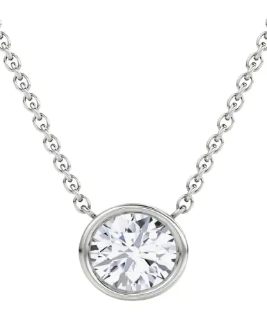 VRAI Round Bezel-Cut Lab Grown Diamond Solitaire Necklace, 0.75tcw | Thumbnail 1
