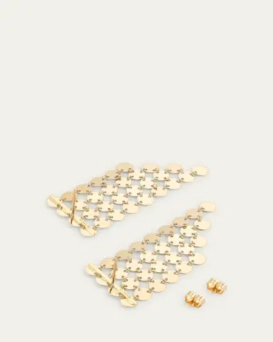 Lana 14K Yellow Gold 4-Strand Laser Disc Chainmail Fringe Earrings | Thumbnail 4