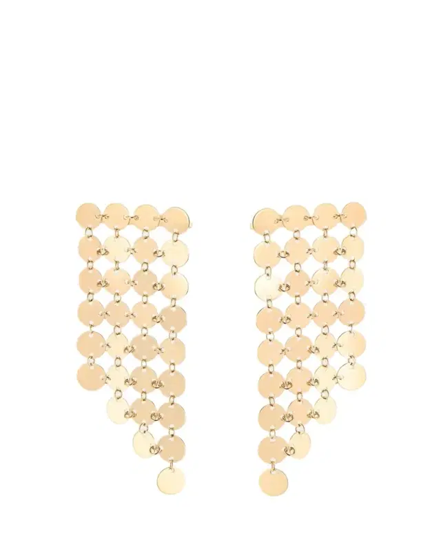 Lana 14K Yellow Gold 4-Strand Laser Disc Chainmail Fringe Earrings