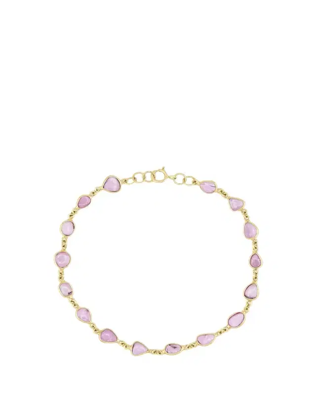 JIA JIA 14K Pink Sapphire Bezel Tennis Chain Bracelet