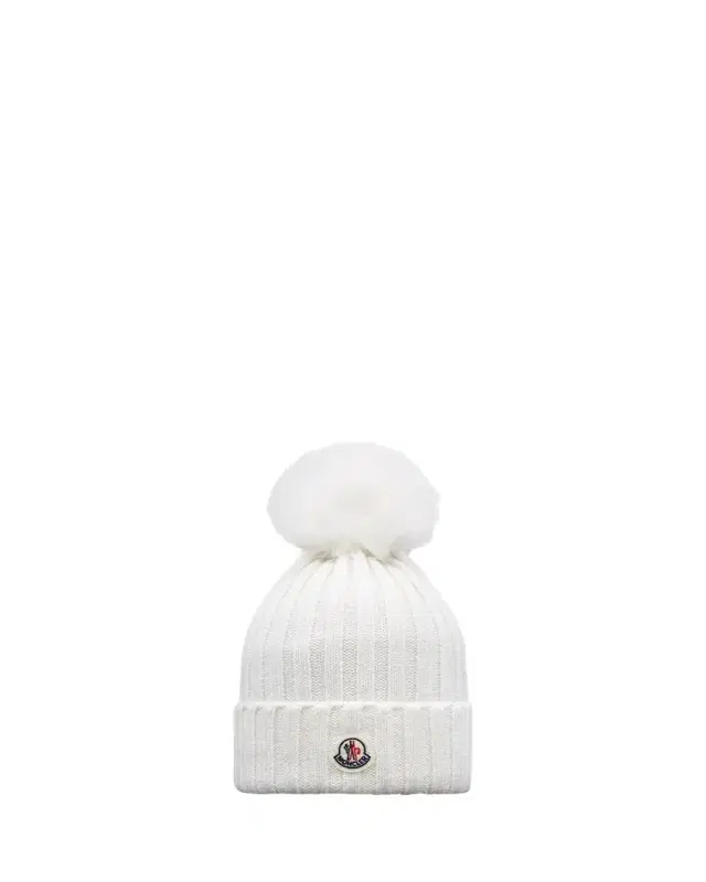 Ribbed Wool Beanie with Faux Fur Pom