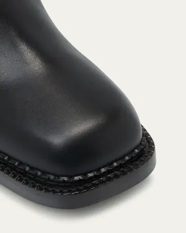 Prada Leather Square-Toe Tall Moto Boots | Thumbnail 5