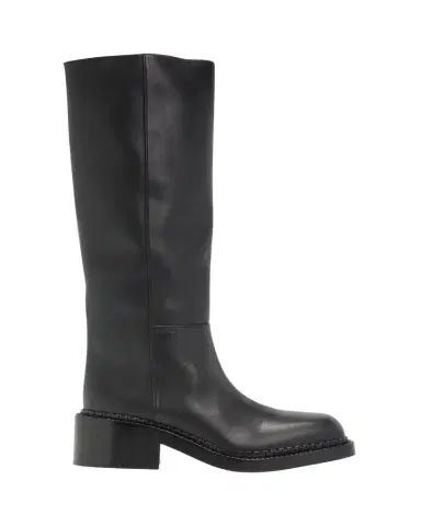 Prada Leather Square-Toe Tall Moto Boots | Thumbnail 1