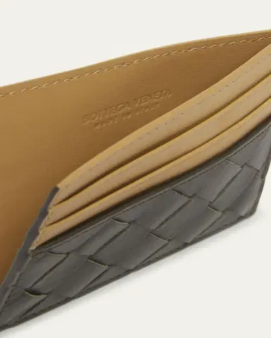 Bottega Veneta Men's Bicolor Intrecciato Leather Card Holder | Thumbnail 3