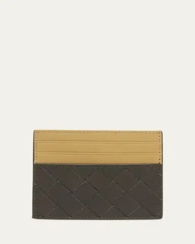 Bottega Veneta Men's Bicolor Intrecciato Leather Card Holder | Thumbnail 4