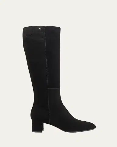 Santoni Suede Block-Heel Knee Boots | Thumbnail 3