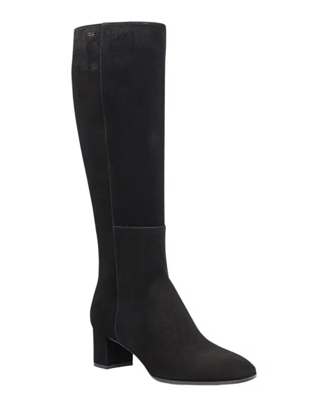 Suede Block-Heel Knee Boots
