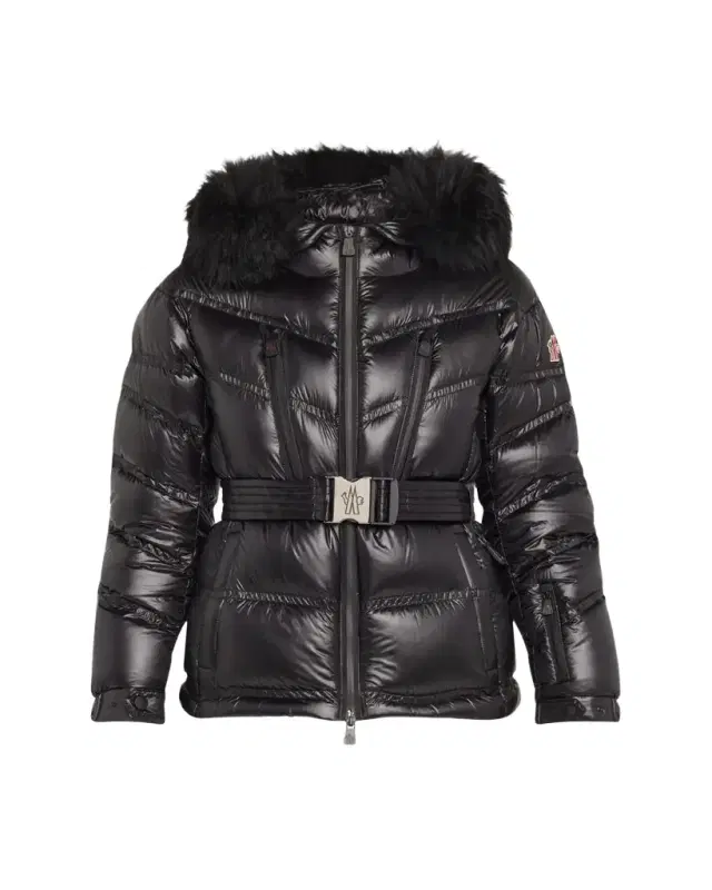 Moncler Bernis Down Ski Jacket with Detachable Shearling Trim