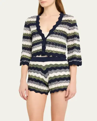 Ramy Brook Nell Wavy Knit Cropped Cardigan | Thumbnail 4 Ramy Brook Nell Wavy Knit Cropped Cardigan | Thumbnail 4