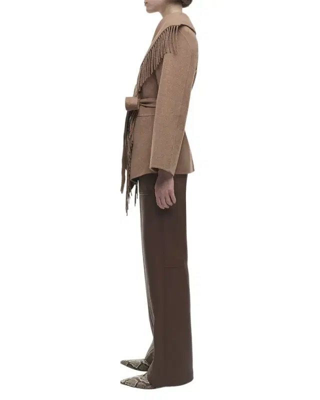 Rowen Fringe Belted Wool-Blend Jacket