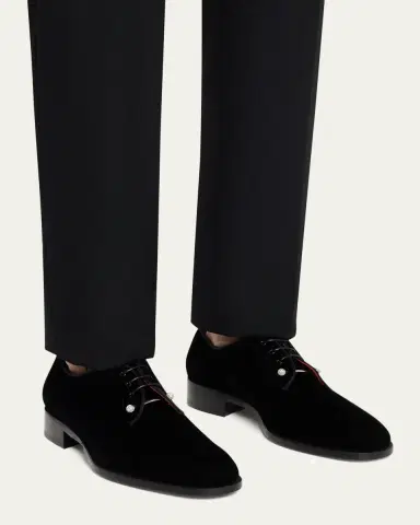 Christian Louboutin Men's Chambeliss Night Strass Velvet Derby Shoes | Thumbnail 2 Christian Louboutin Men's Chambeliss Night Strass Velvet Derby Shoes | Thumbnail 2