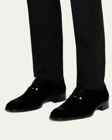 Christian Louboutin Men's Chambeliss Night Strass Velvet Derby Shoes | Thumbnail 6 Christian Louboutin Men's Chambeliss Night Strass Velvet Derby Shoes | Thumbnail 6