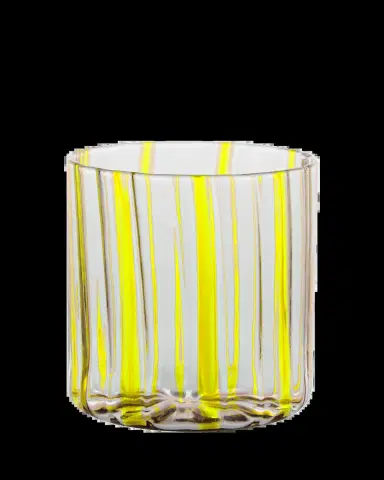 Tuttoattaccato Lemon Yellow Stripe Low Drinking Glass, 11.15 oz. | Thumbnail 2 Tuttoattaccato Lemon Yellow Stripe Low Drinking Glass, 11.15 oz. | Thumbnail 2